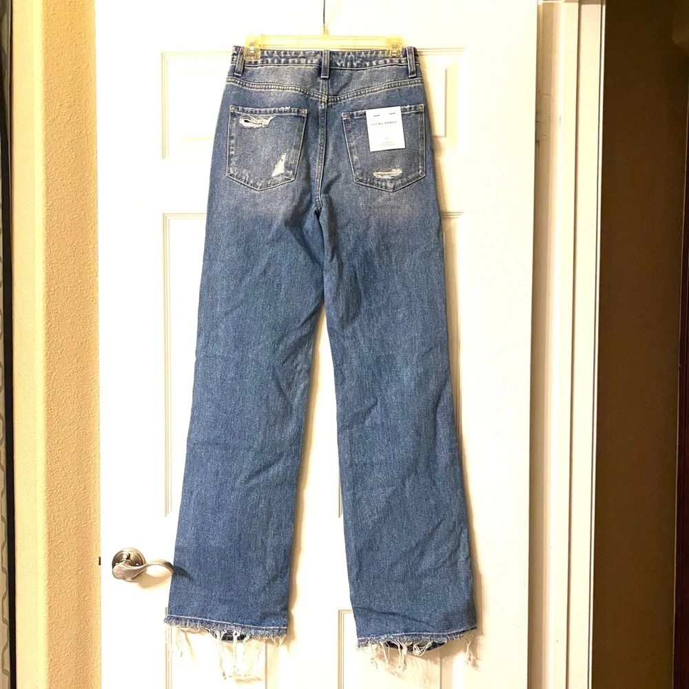 Flying Monkey Black Label Distressed High-Rise Flare Jeans Size 26 New With Tags - Picture 10 of 14